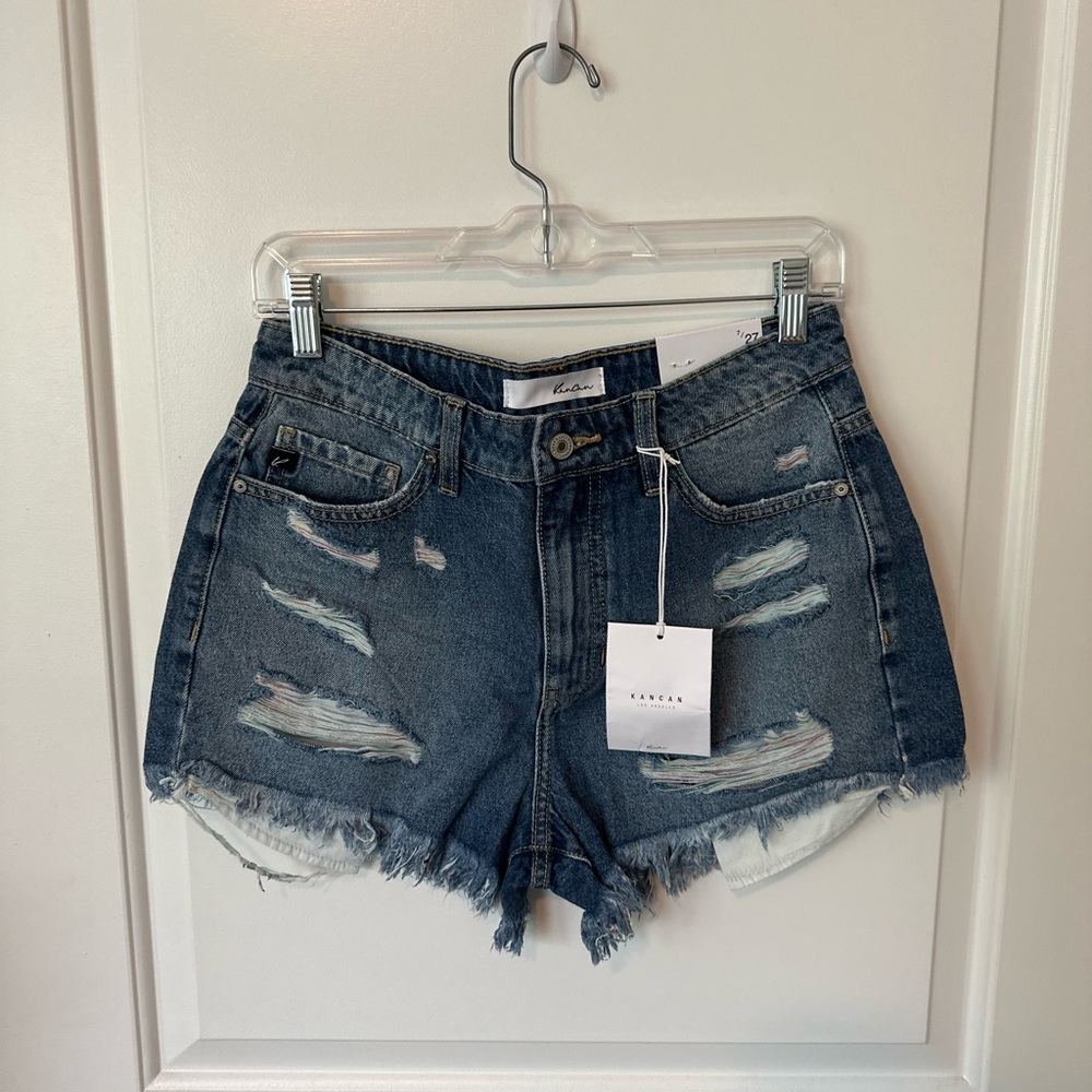 Women’s Distressed Blue Denim Shorts, Size 27